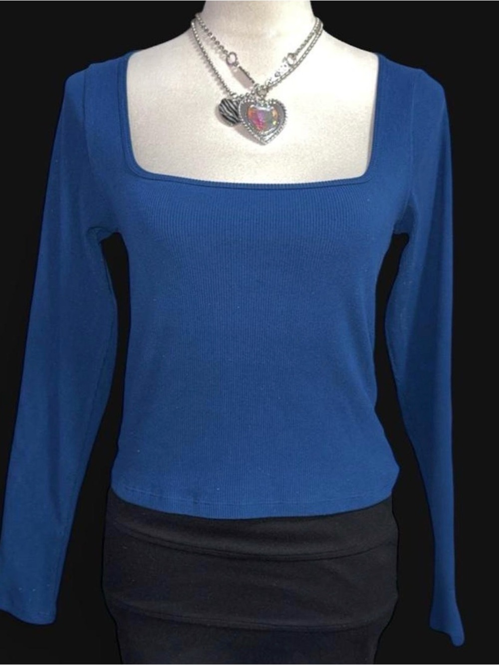 Hollister Royal Blue Square Neck Long Sleeve Top